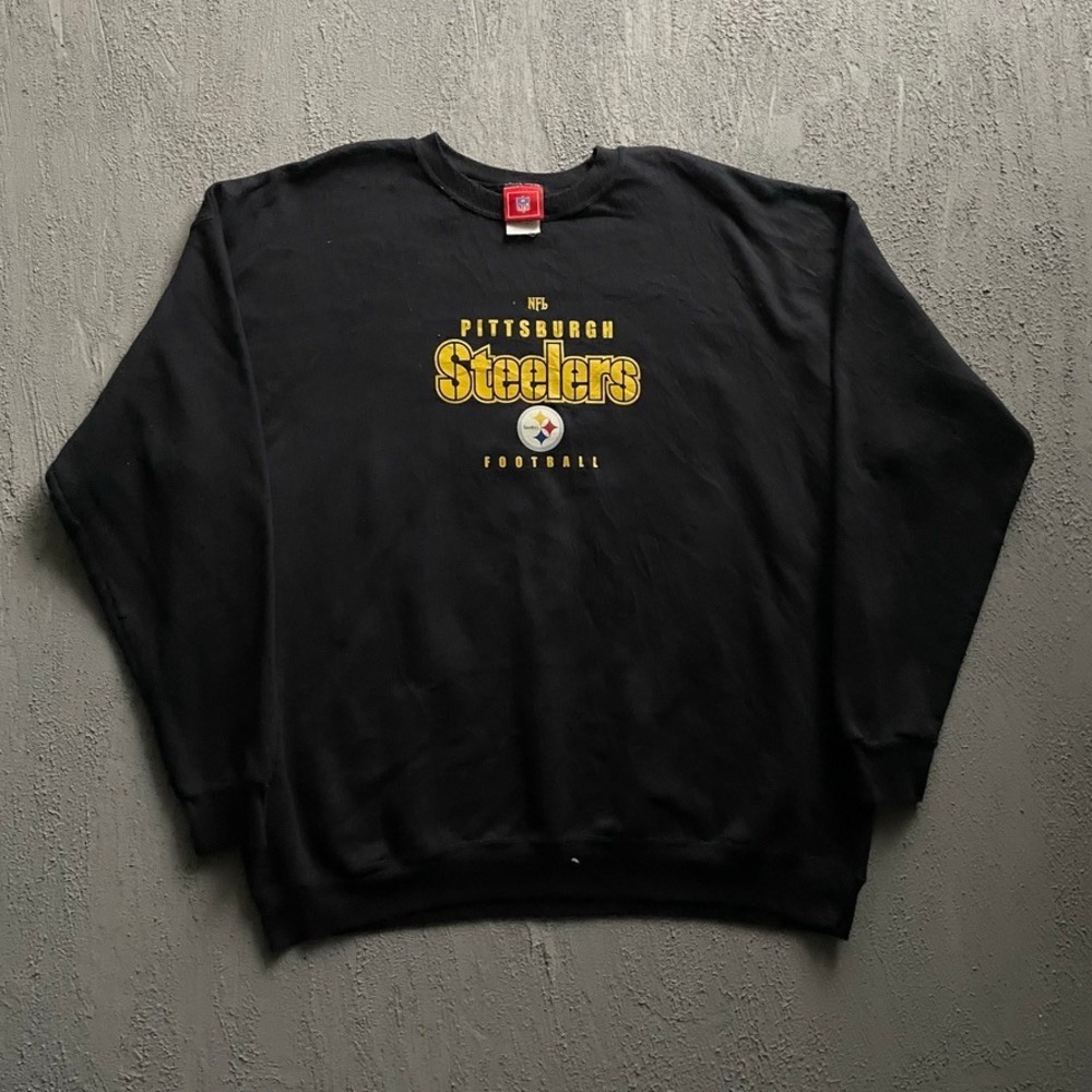 Vintage NFL Pittsburgh Steelers Football Sweatshirt‎ Mens 2XL Black 2000s NFL